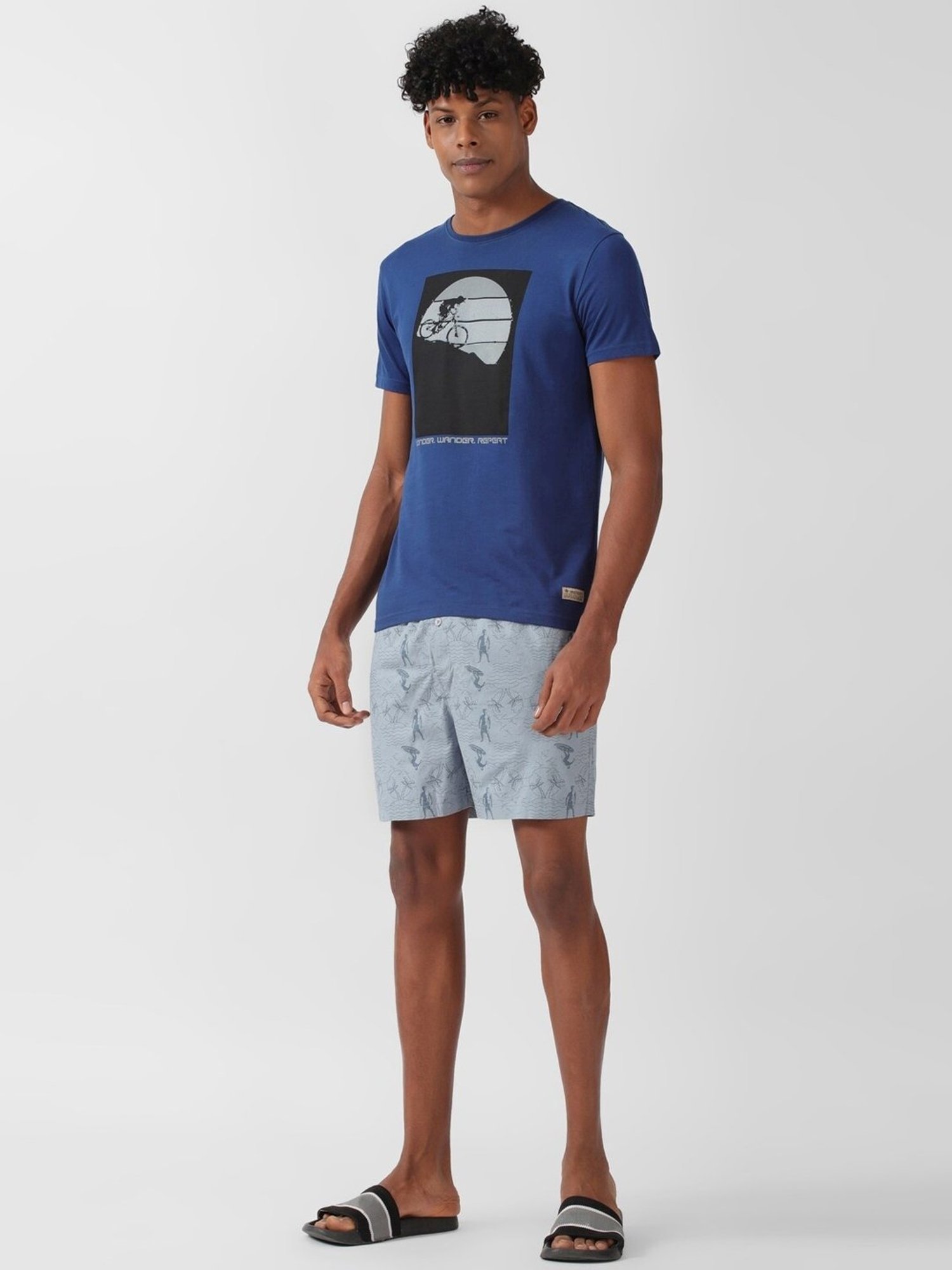 Peter England Blue Cotton Regular Fit Printed Boxers