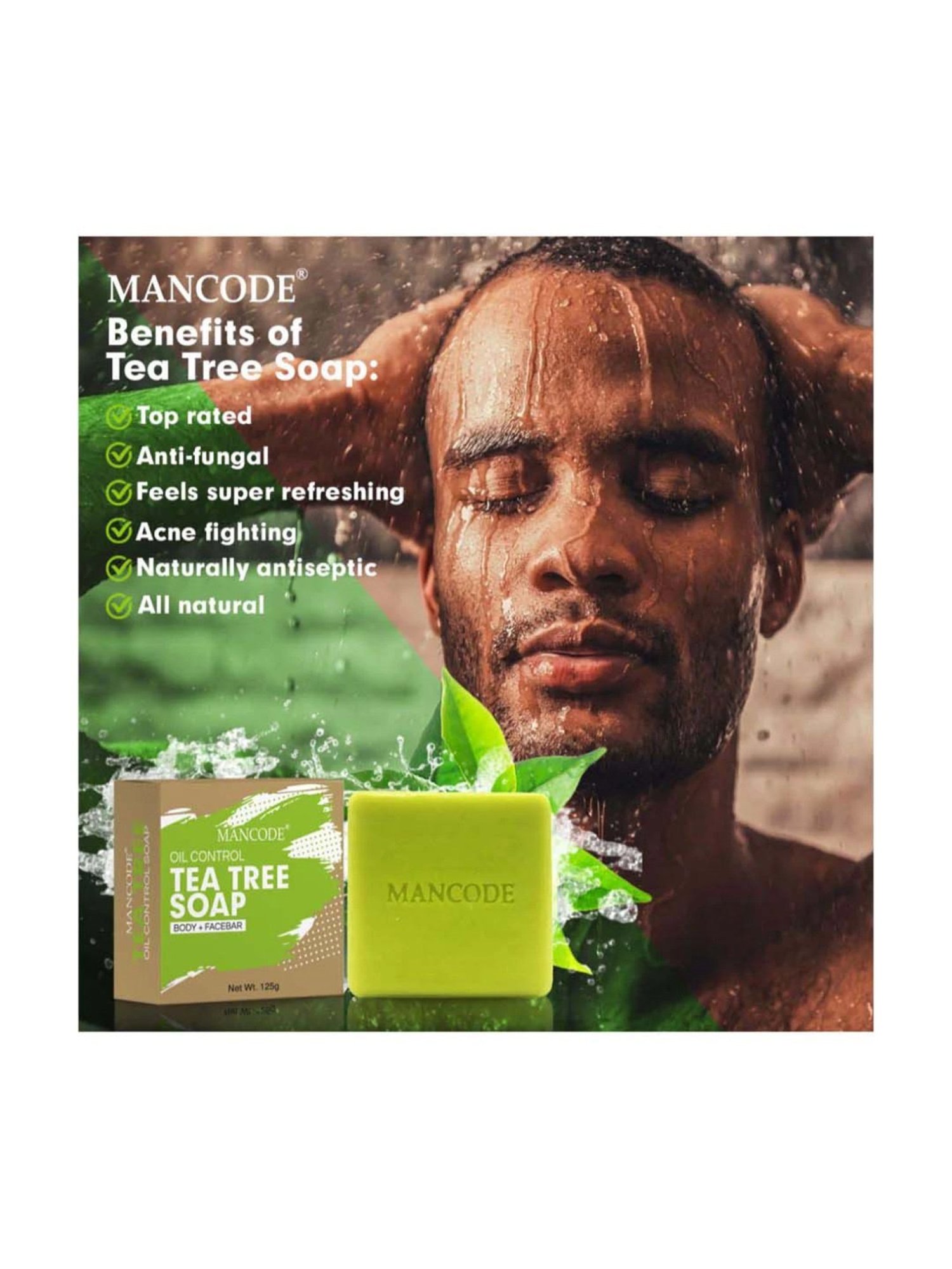 Mancode Tea Tree Oil Control Soap - 125 gm