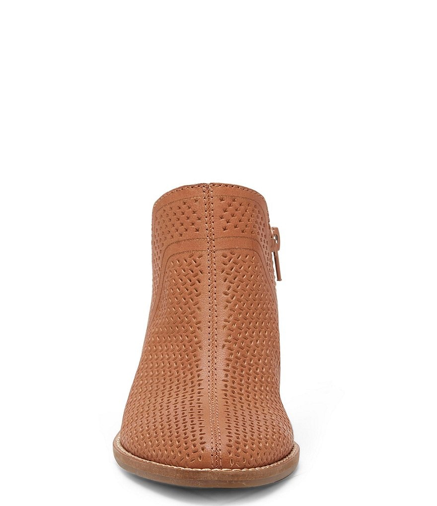 Lucky Brand Feyan Perforated Leather Block Heel Booties