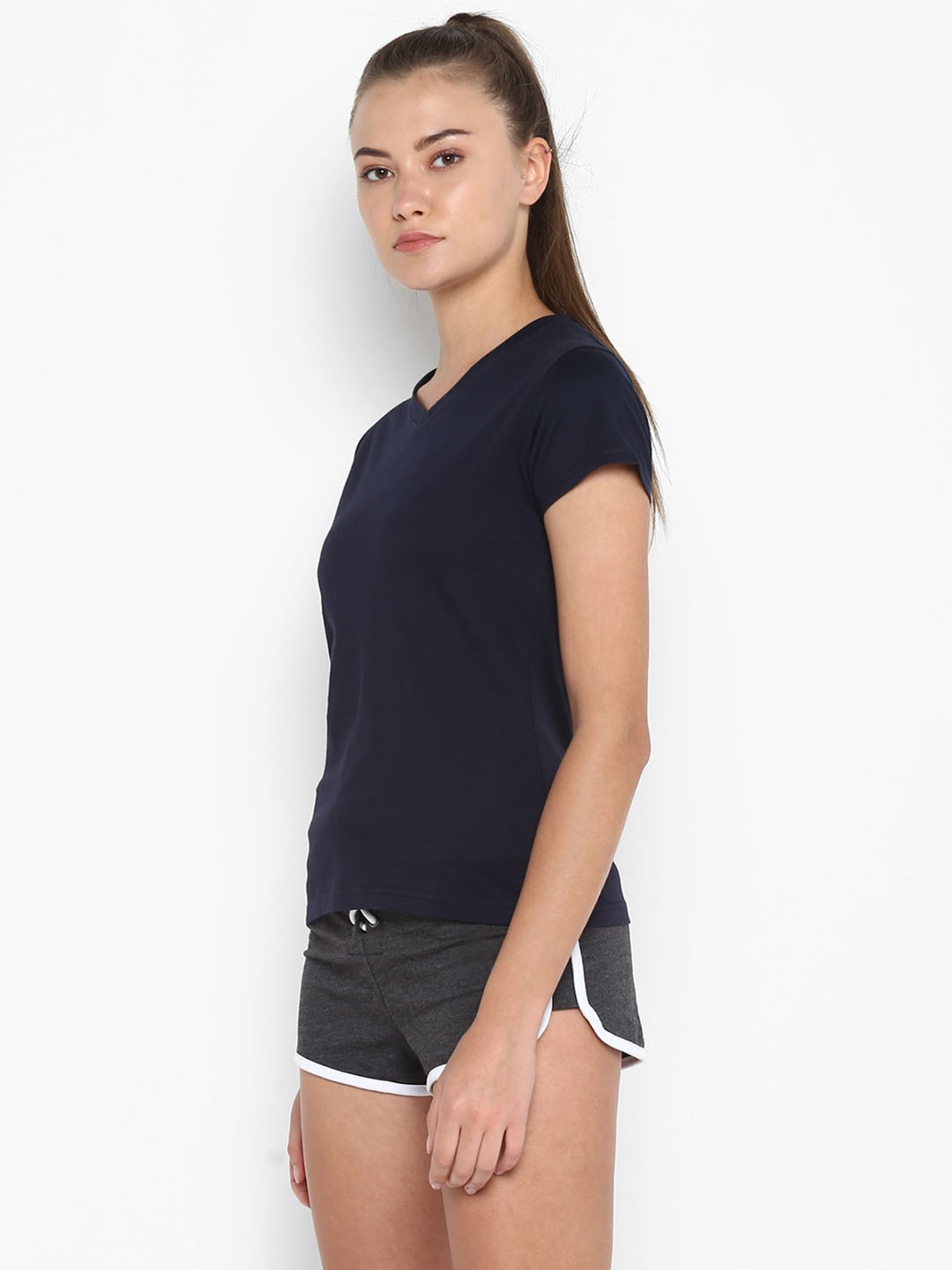 Appulse Navy Cotton Slim Fit T-Shirt