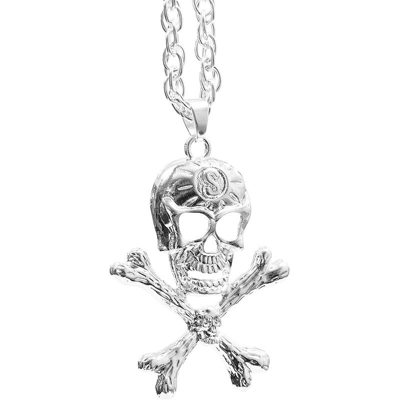 Zodaca Silver Gothic Skull Pendant with Silver Chain Necklace for Men, 28"