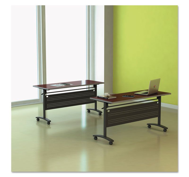 Alera Reversible Laminate Table Top, Rectangular, 59 1/2w x 23 5/8,Med Cherry/Mahogany TT6024CM