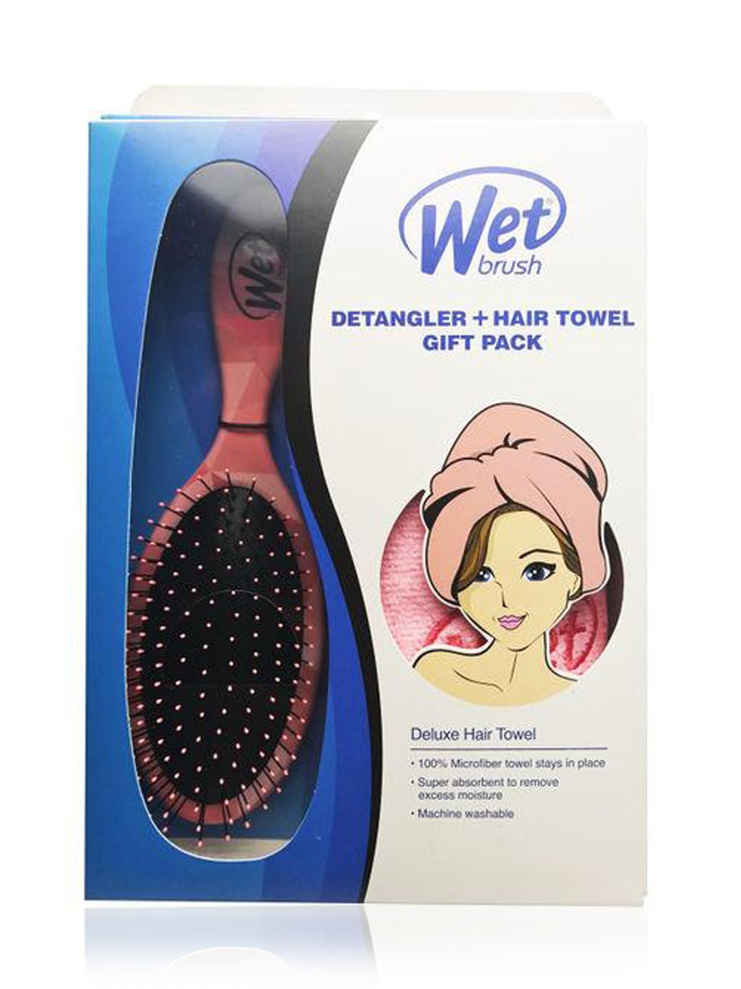 Wet Brush Detangler & Hair Towel Gift Pack Pink