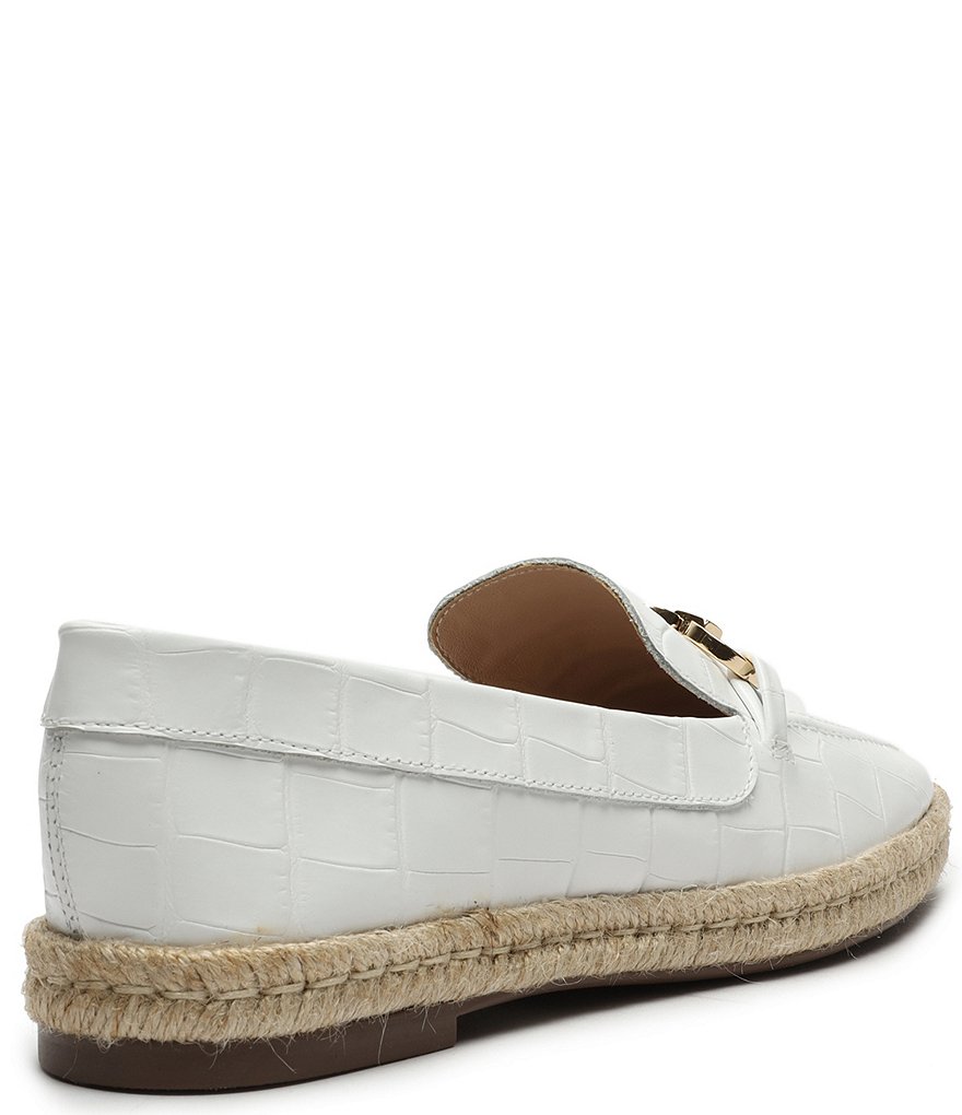 Schutz Patty Croco Embossed Leather Chain Detail Espadrille Loafers
