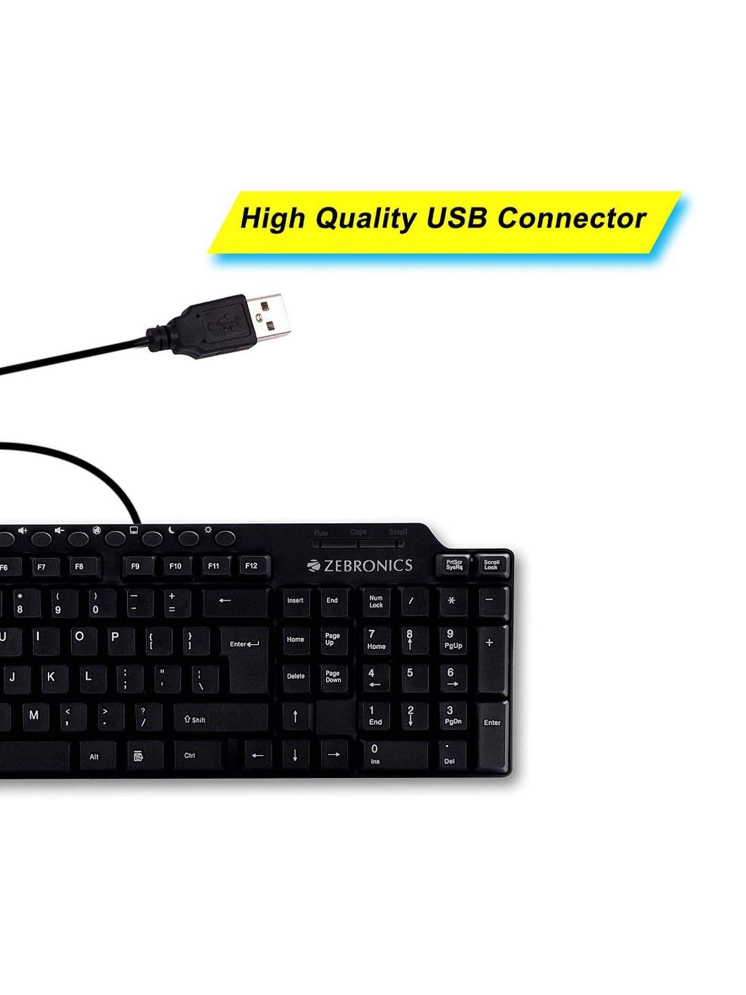 Zebronics KM2100 Keyboard & Rise Mouse Combo Set (Black)