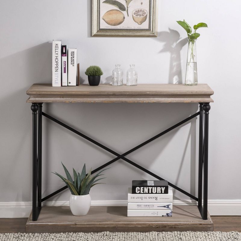 French Vintage Antiqued Finish Console Table Brown - Glitzhome