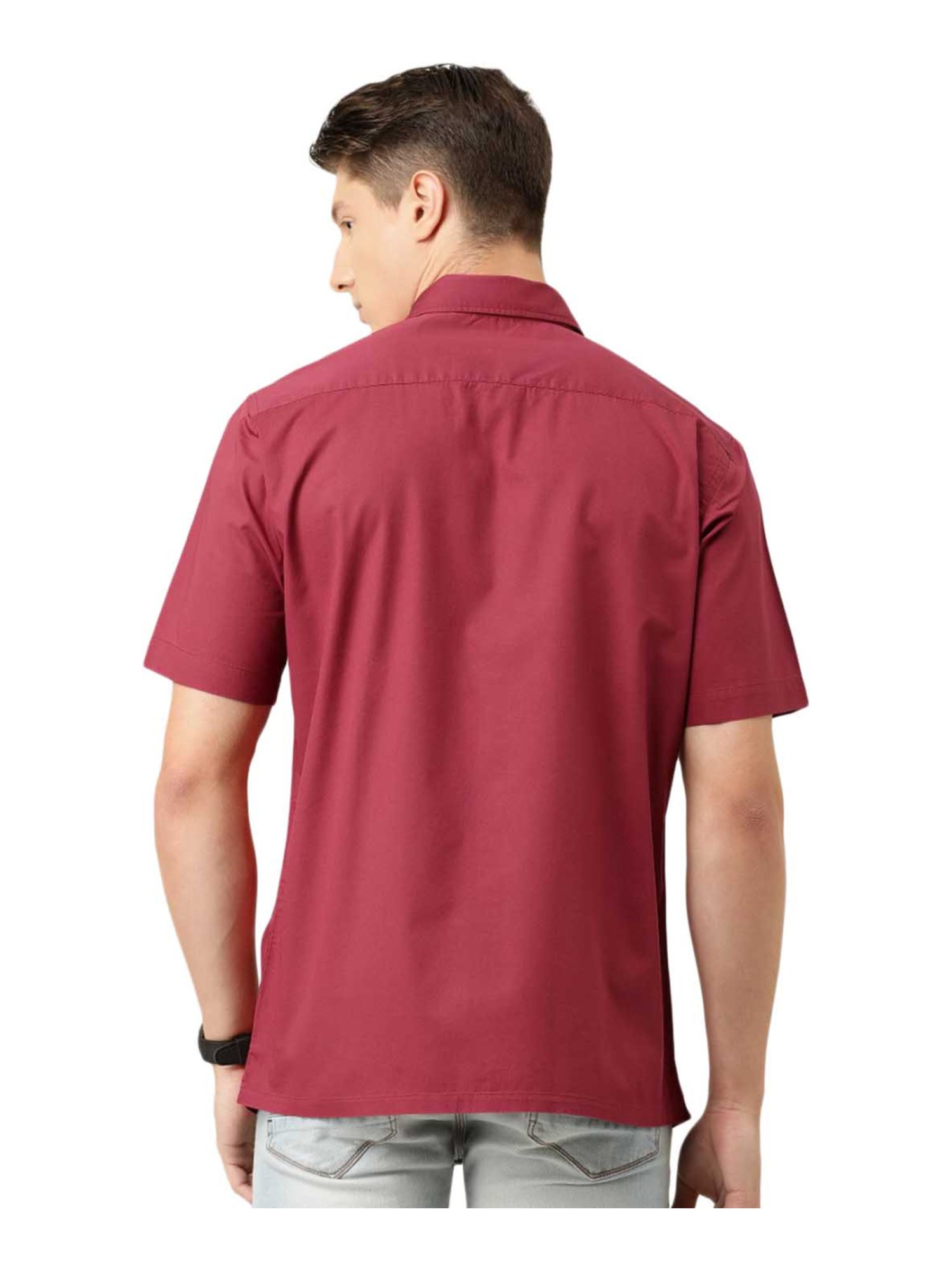 Burnt Umber Red Cotton Regular Fit Shirt