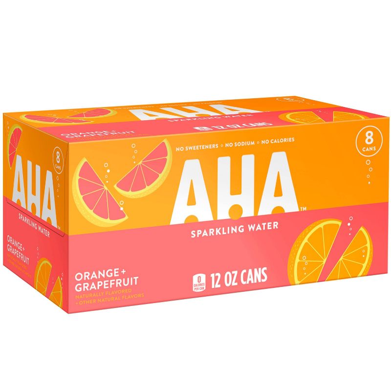 AHA Orange + Grapefruit Sparkling Water - 8pk/12 fl oz Cans