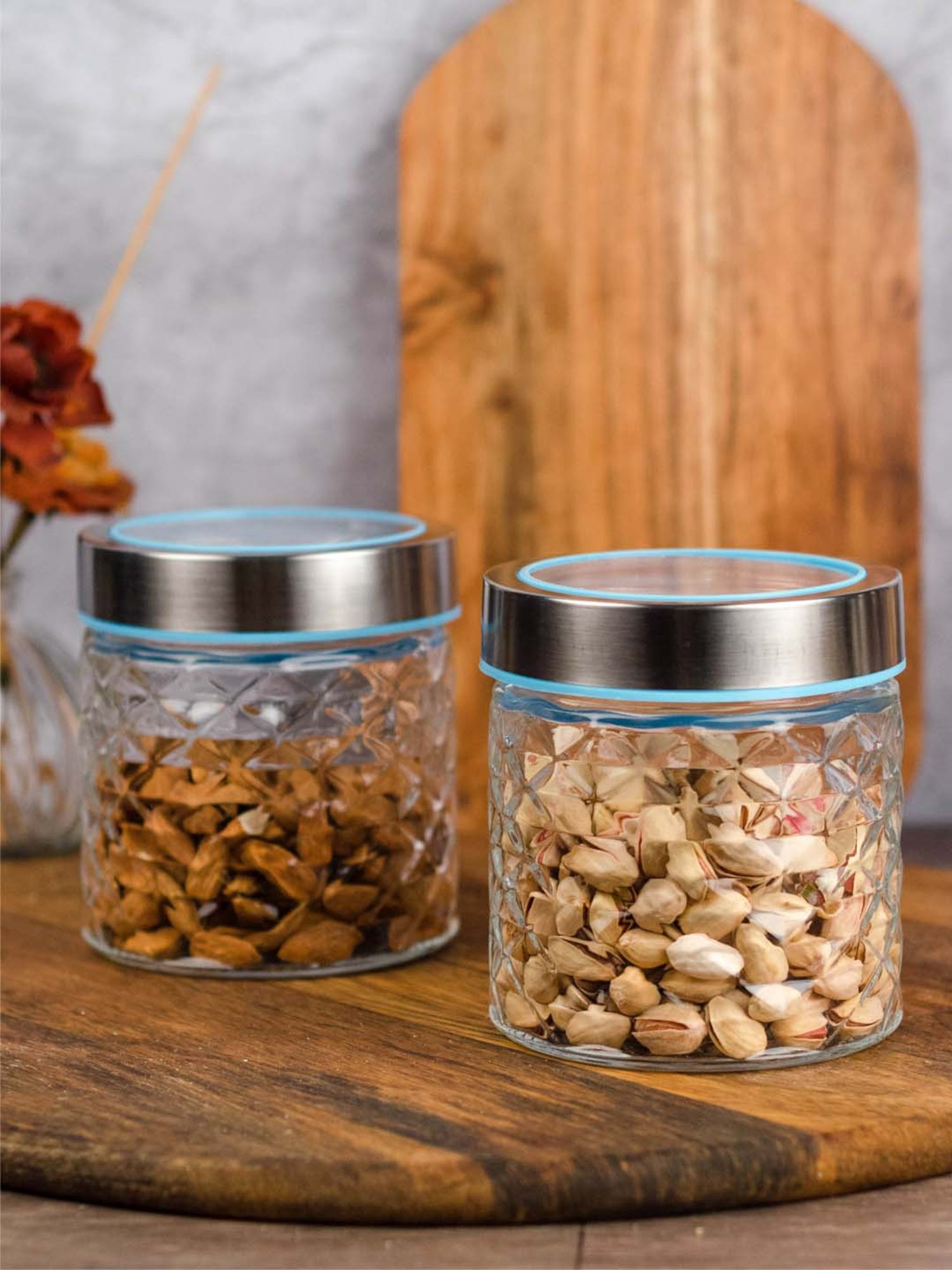 Goodhomes Transparent Glass Storage Jars (650 ml) - Set of 4