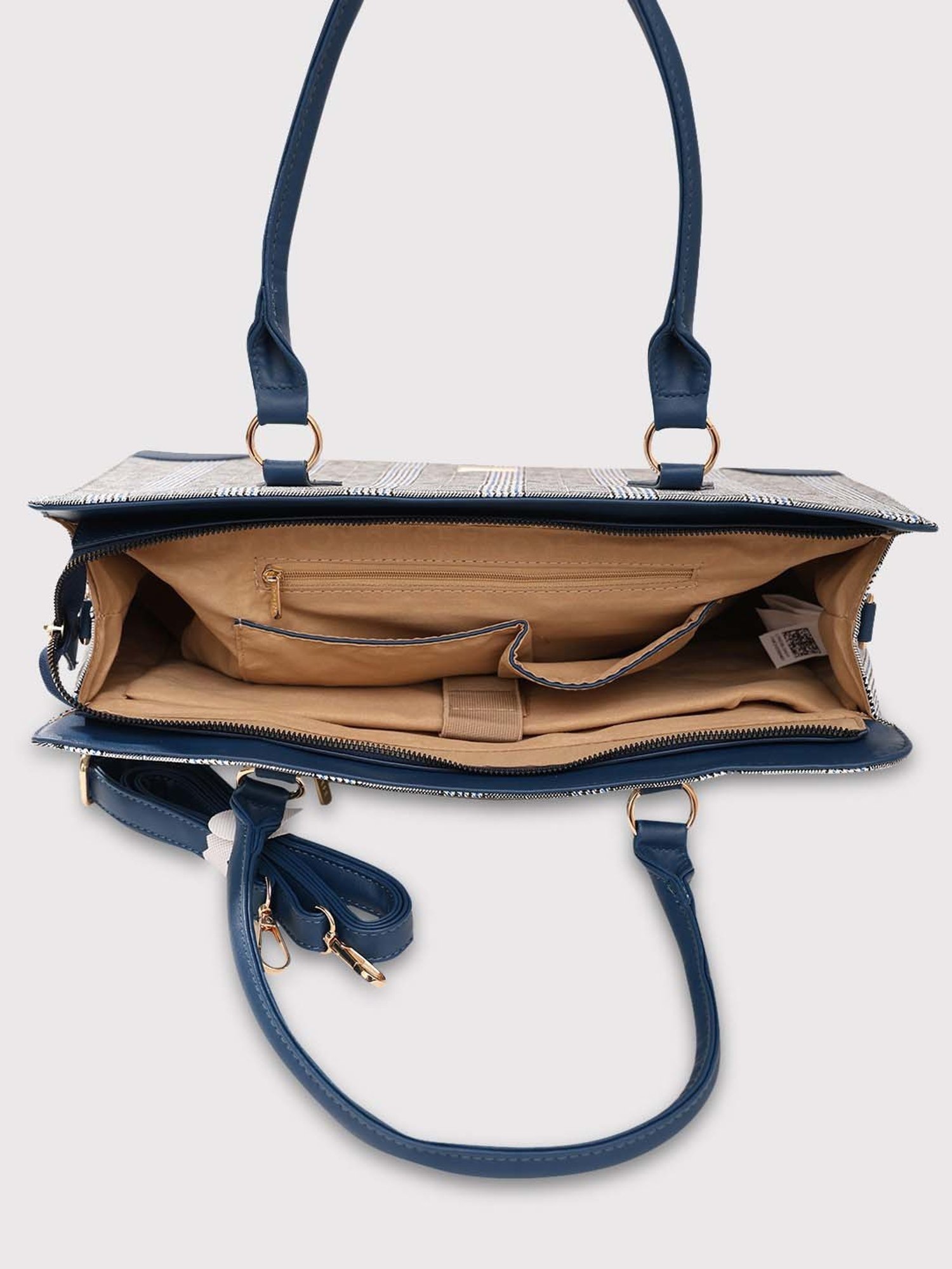 Caprese REMI Navy & Grey Faux Leather Large Messenger Bag