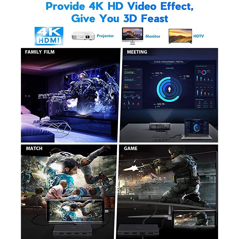 USB C Laptop Docking Station 11 in 1 USB C Hub Triple Display for Multiple devices4K HDMIVGA4USB100W Ethernet PortSDTF CardCompatible for Type C Laptops MacBook ChromeBook MateBook