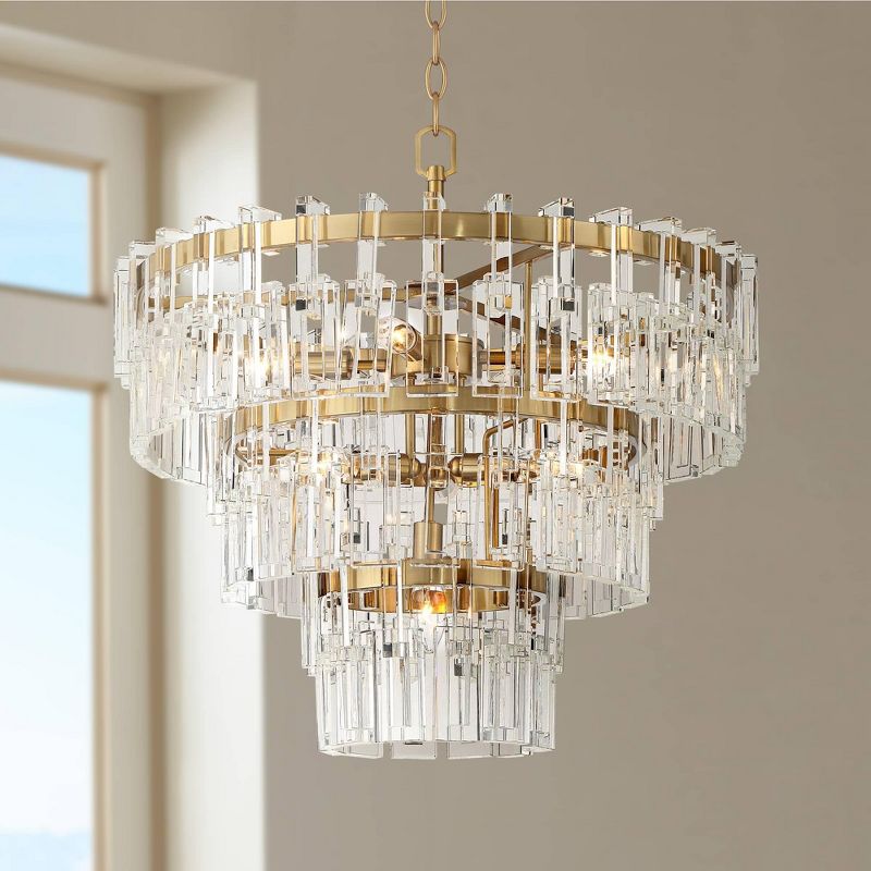 Vienna Full Spectrum Burnished Brass Crystal Chandelier 23 1/2" Wide Modern Tiered 8-Light Fixture Dining Room House Foyer Kitchen