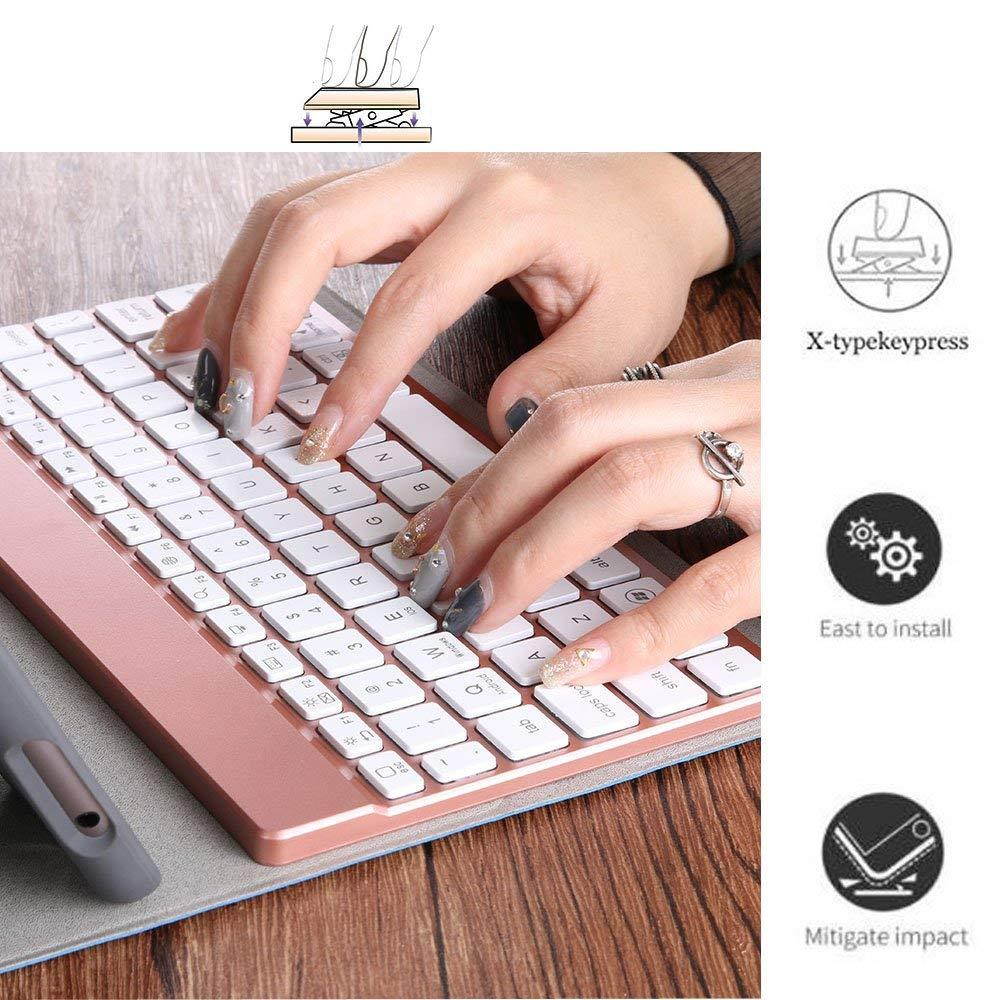 iPad Pro 10.5 Keyboard Case,7 Colors Backlit with Built-in Apple Pencil Holder Slim Folio Shell Protective Stand leather Cover Removable Wireless Bluetooth Keyboard for Apple iPad Pro 10.5 (Rose Gold)