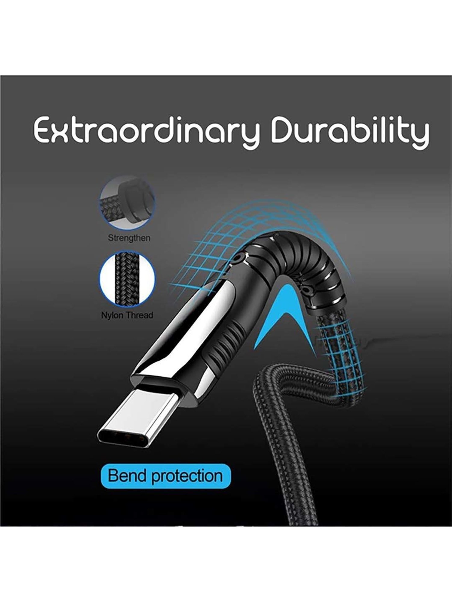 Moerdon SCB138 Fast Charging Data transfer Cable with LED indicator (Black)