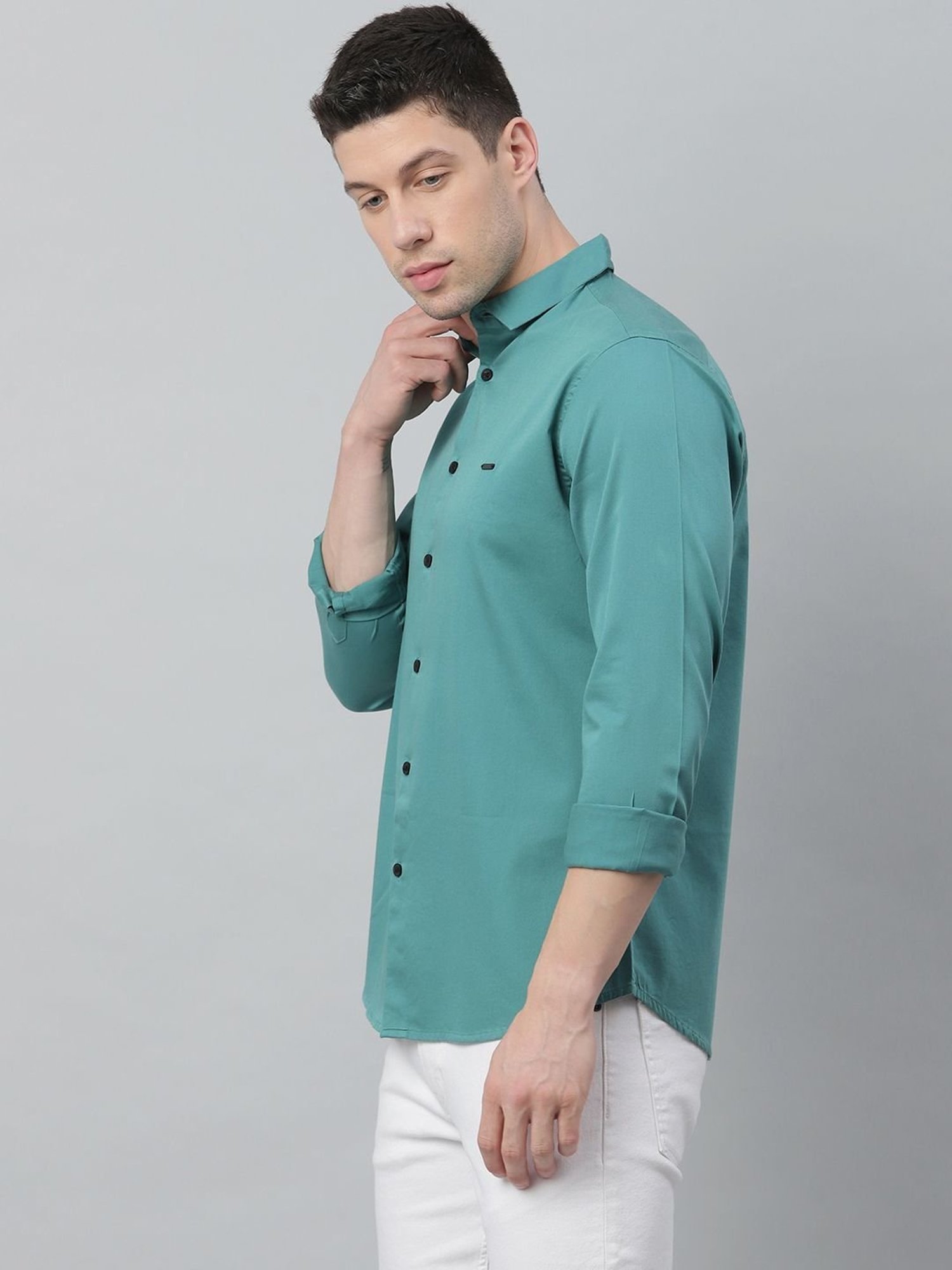 Dennis Lingo Blue Cotton Slim Fit Shirt