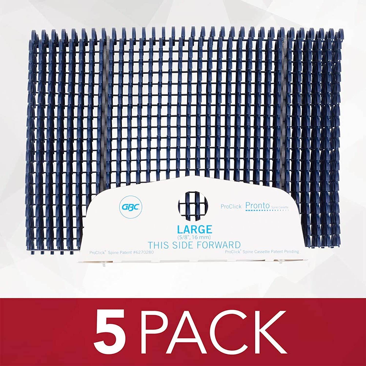 GBC Binding Spine Cassettes, 5/8" Diameter, 100 Sheet Capacity, ProClick Pronto, Navy, 20 Spines/Cassete, 5 Cassettes/Pack (2515705)