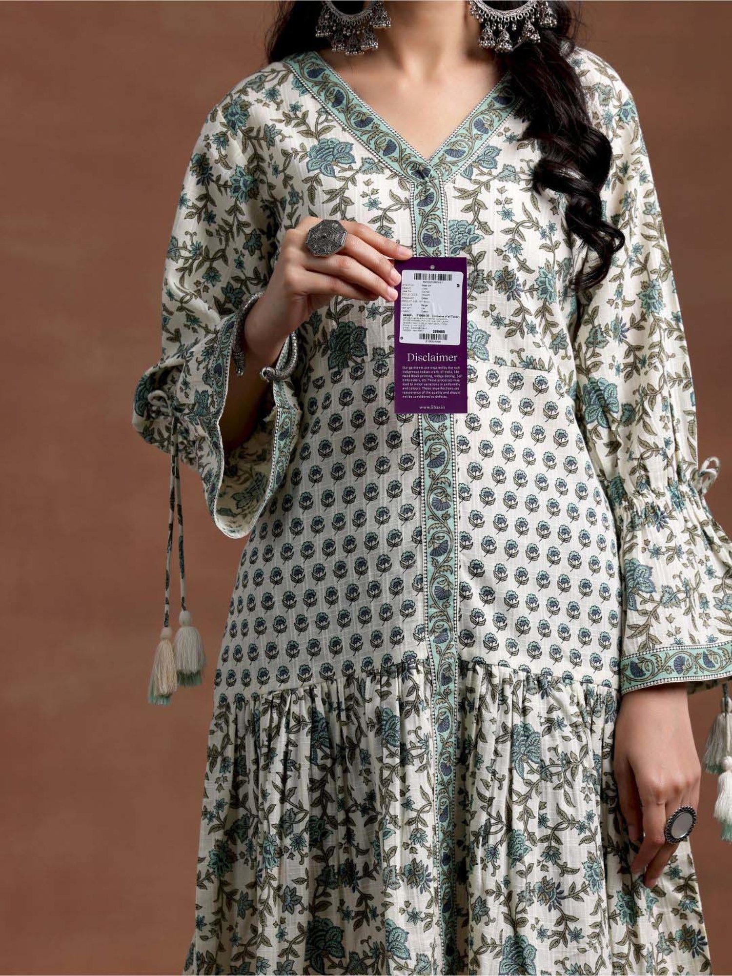 Libas Beige Cotton Printed A-Line Dress