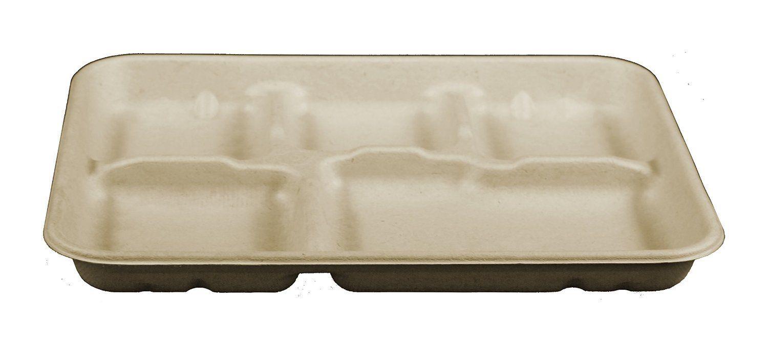 World Centric TR-SC-UF, 10.5x8.5x1-Inch 5-Compartment Fiber Tray, 400/CS, ASTM D