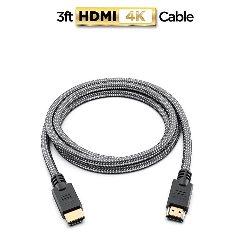 4K HDMI Cable 3 ft | High Speed Braided Nylon Gold Connectors 4K 60Hz Ultra HD 2K 1080P ARC Compatible | for Laptop Monitor PS5 PS4 Xbox One Fire TV Apple TV More