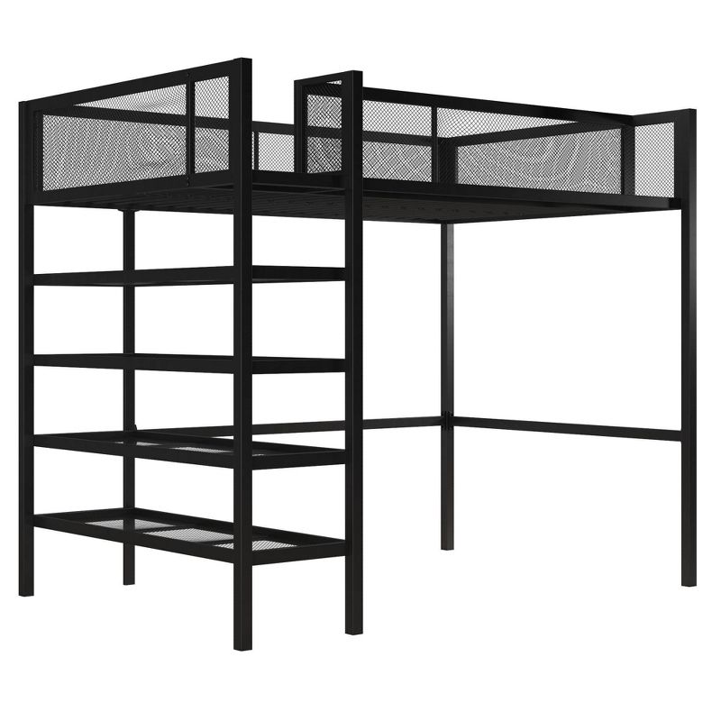 Tara Metal Storage Loft with Bookcase Black - Room & Joy