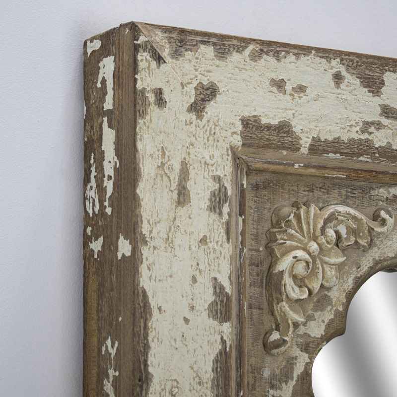 32.3" x 20.5" Rustic Distressed Wood Hanging Wall Vanity Mirror Brown - American Art Decor