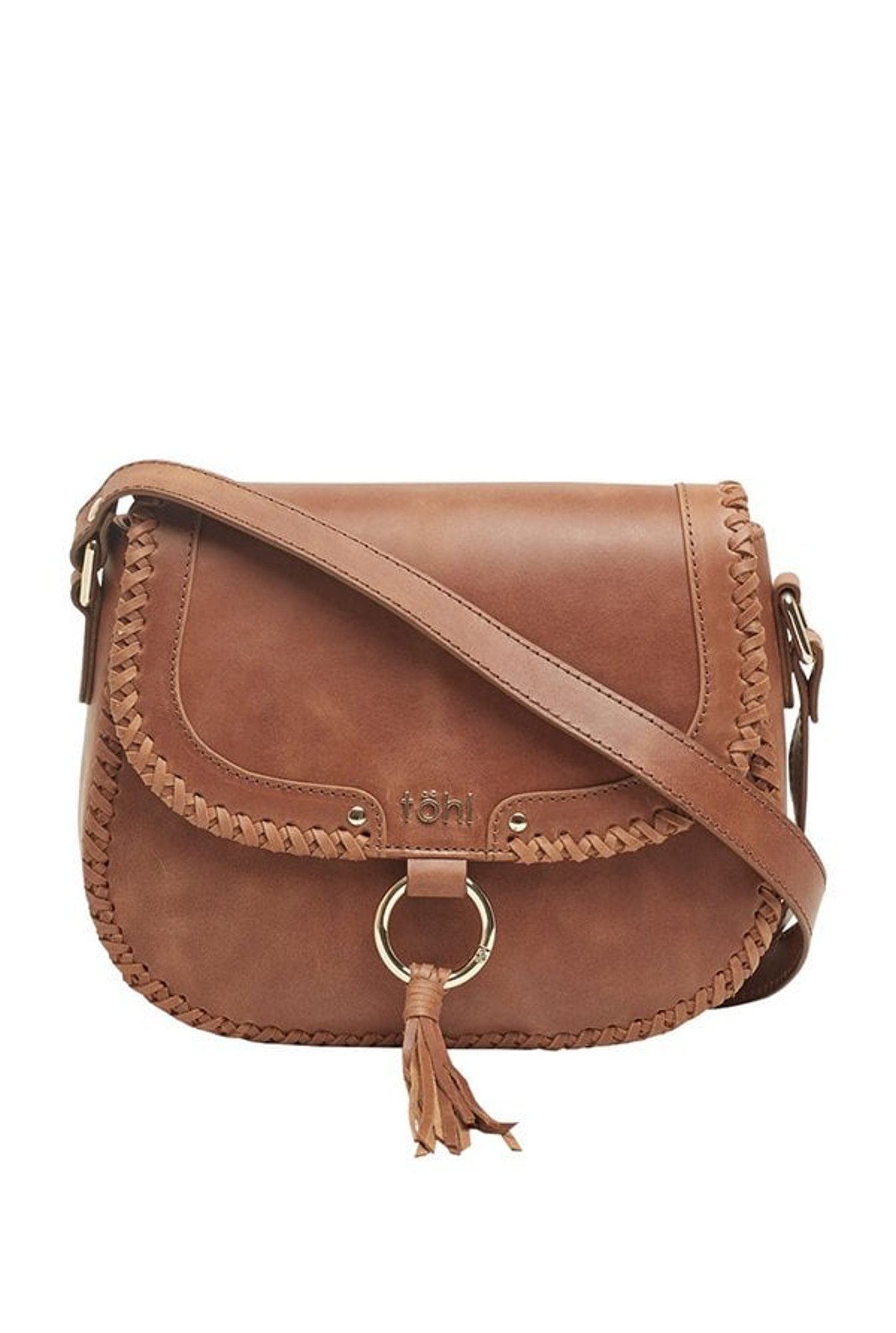 Tohl Tan Distressed Leather Flap Sling Bag