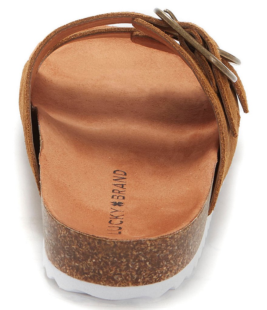 Lucky Brand Mella Leather Double Strap Footbed Slides