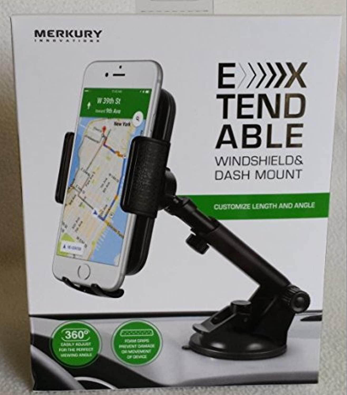 extendable windshield & dash mount, black