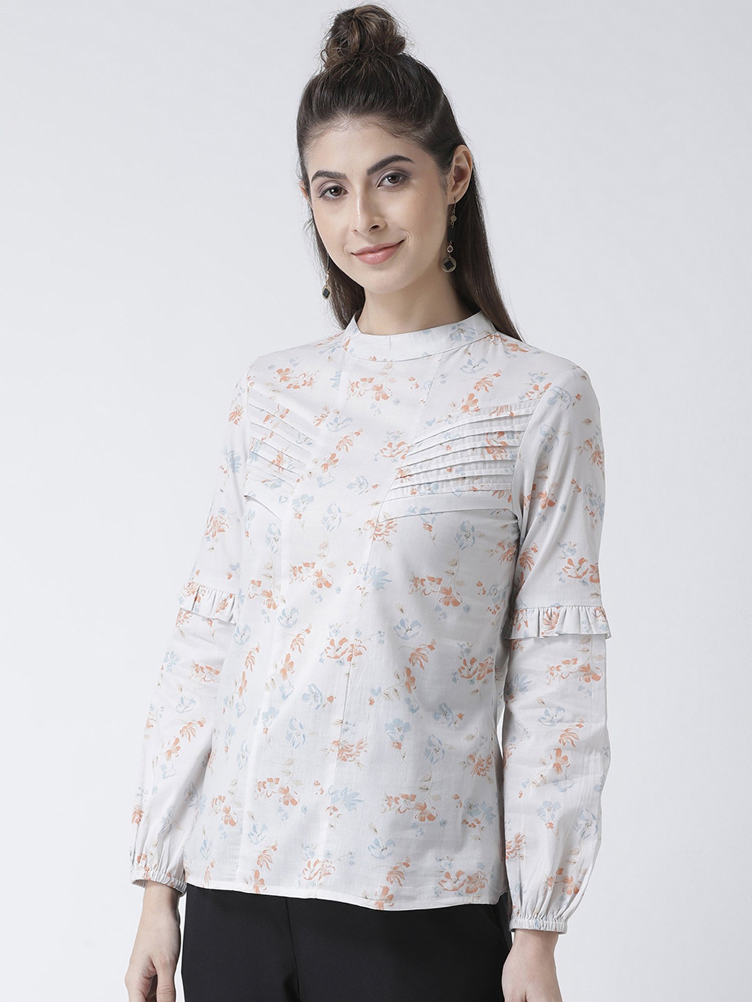 KASSUALLY White Printed Cotton Top