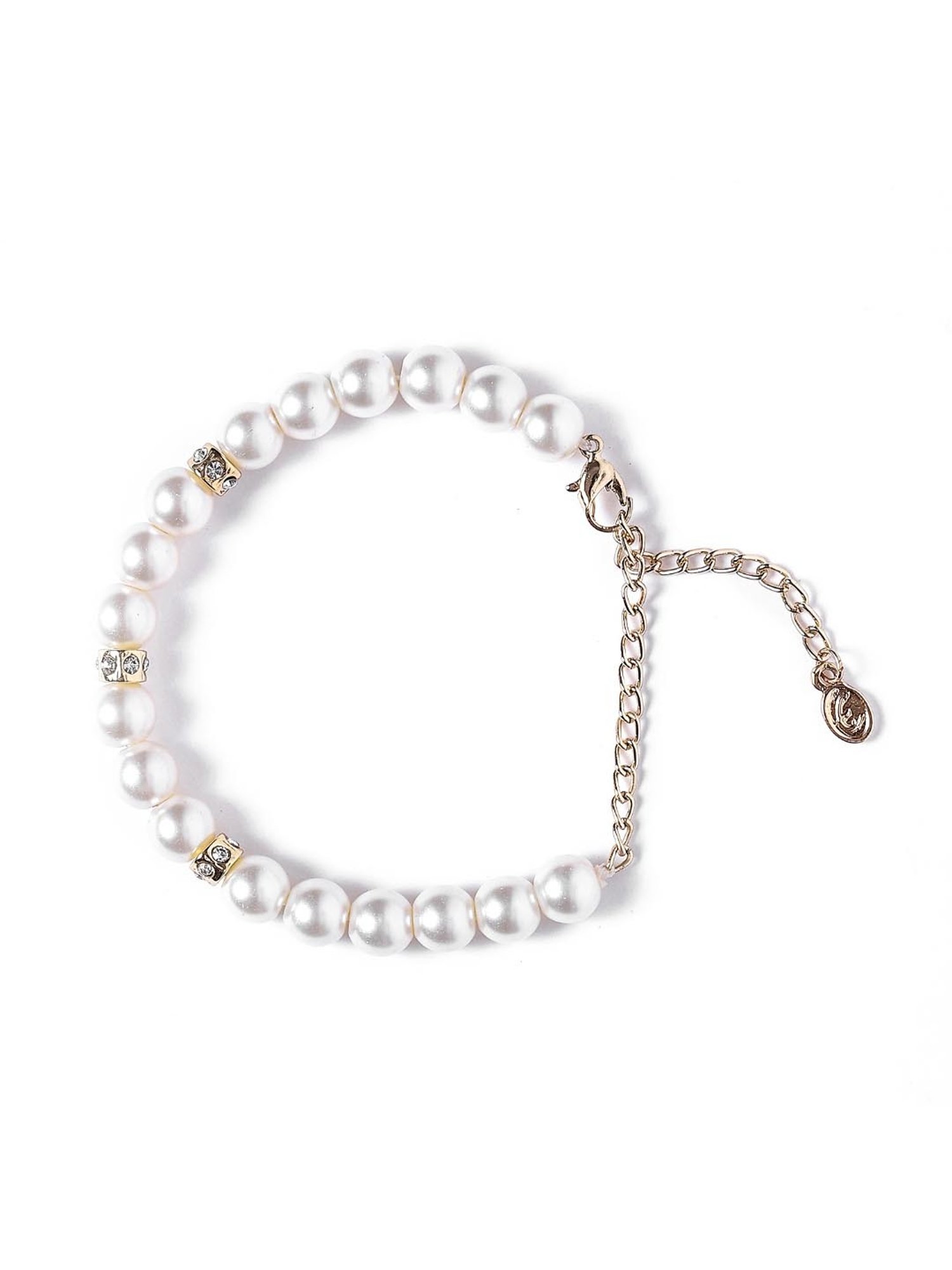 Estele Gold-Plated Single Line Pearl Bracelet for Women