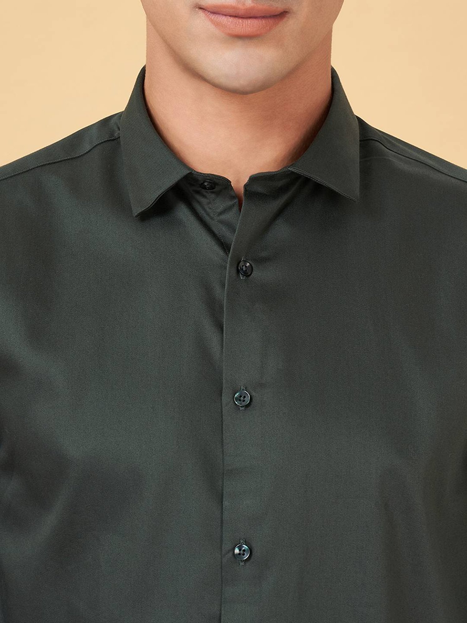 Byford By Pantaloons Duck Green Cotton Slim Fit Shirt