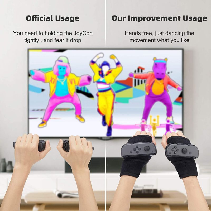 Wristband is suitable for Just Dance 2021 2020 2019 switch, hands-free elastic wristband, suitable for Nintnedo Switch dance accessories, a pair of JoyCon grips (black), adult version