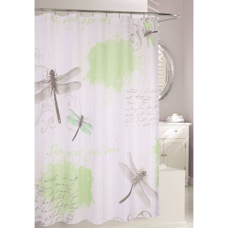 Dragonfly Shower Curtain Green/Gray - Moda at Home