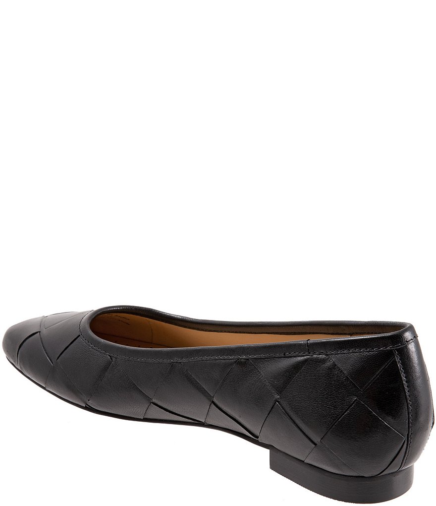 Trotters Hanny Woven Square Toe Leather Ballet Flats