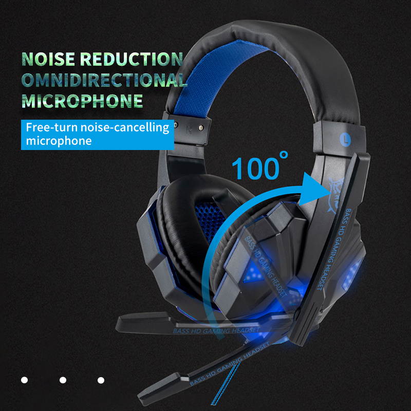 SpeedSpider Professional Led Light Gamer Headset for Computer PS4 Gaming Headphones Adjustable Bass Stereo PC Wired Headset With Mic