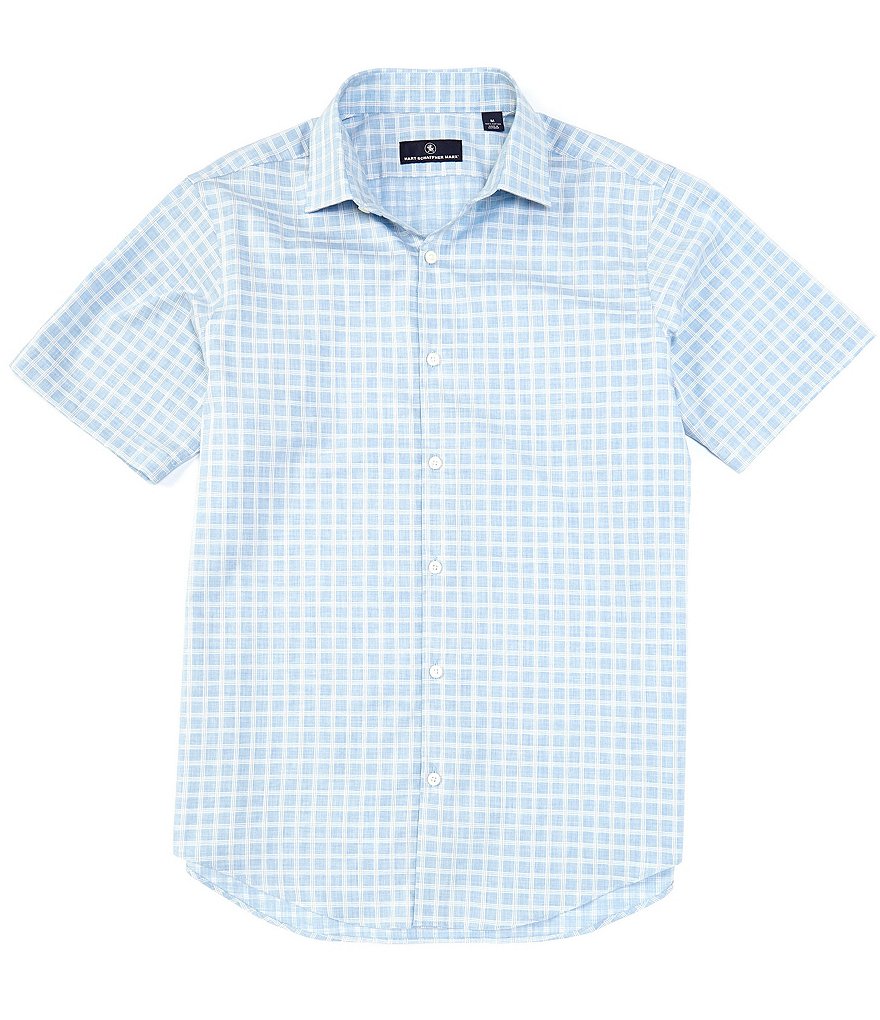 Hart Schaffner Marx Short Sleeve Heather Window Pane Sportshirt