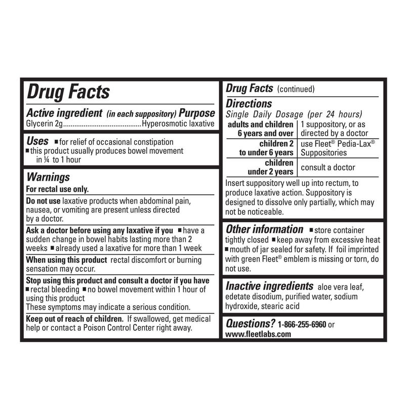 Fleet Laxative Glycerin Suppositories for Adult Constipation - 50ct