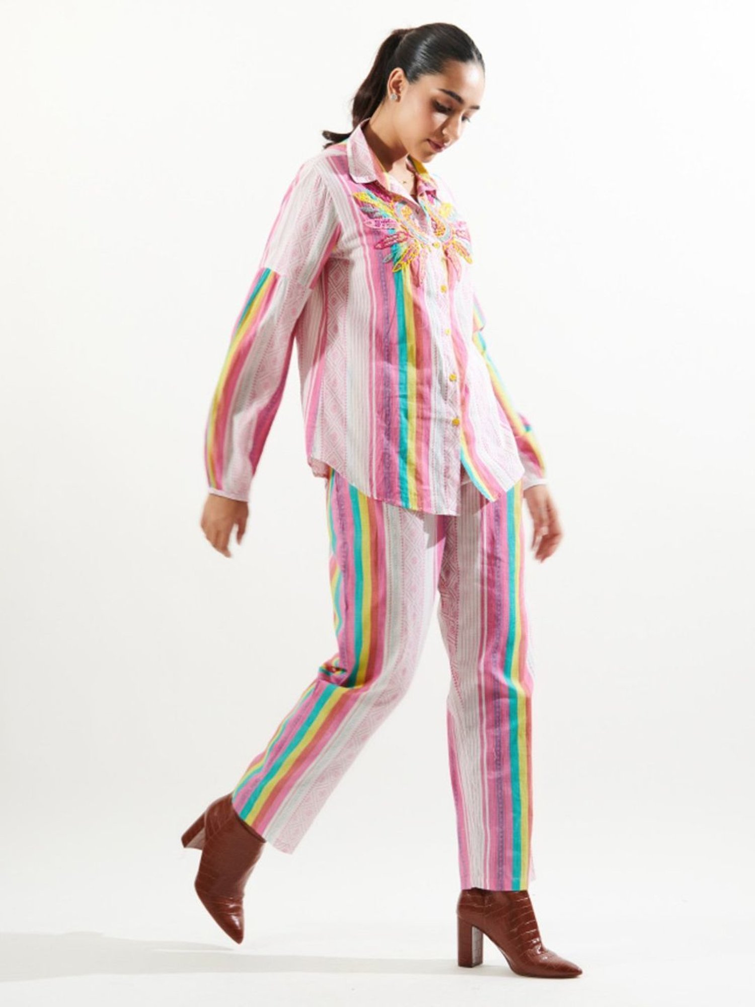 Cin Cin Pink Najaat Navi Shirt With Pant