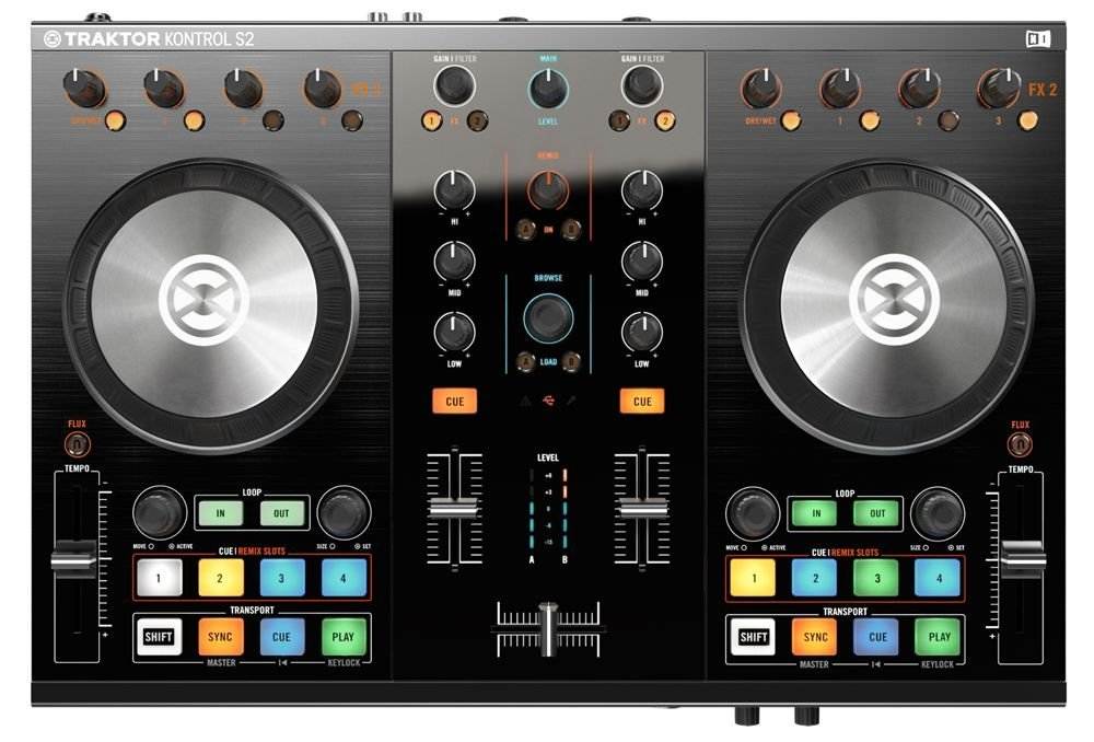 Native Instruments Traktor Kontrol S2 MK2 DJ Controller + Tascam DJ Headphone TH02 + (2) 1/4 cables 18ft ea