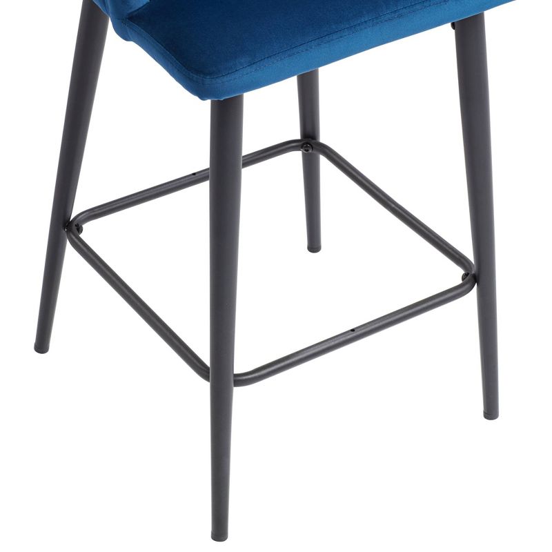 Nigel Blue Velvet Luxe Barstool by 55 Downing Street