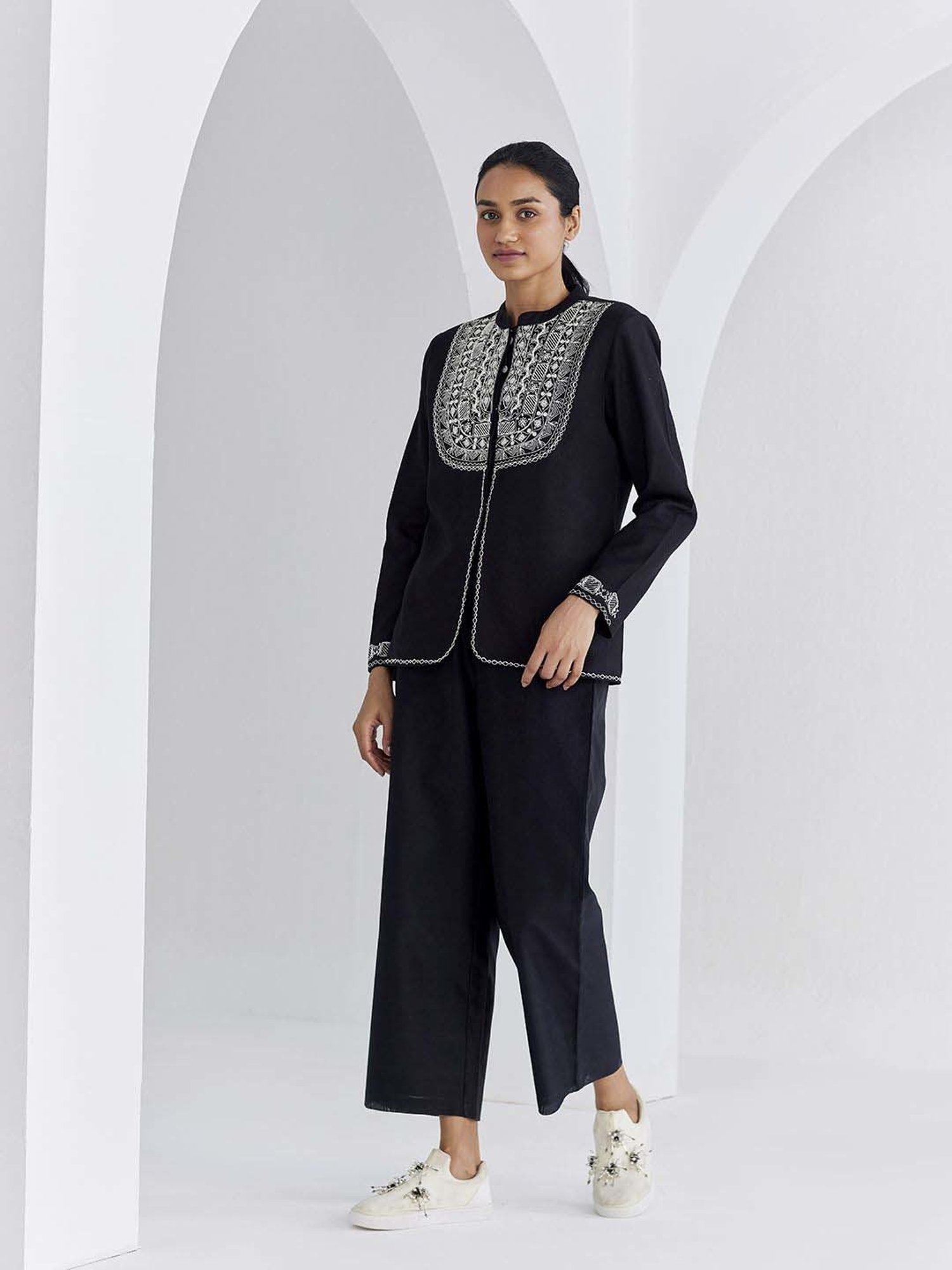 Ancestry Jet Black Embroidered Jacket