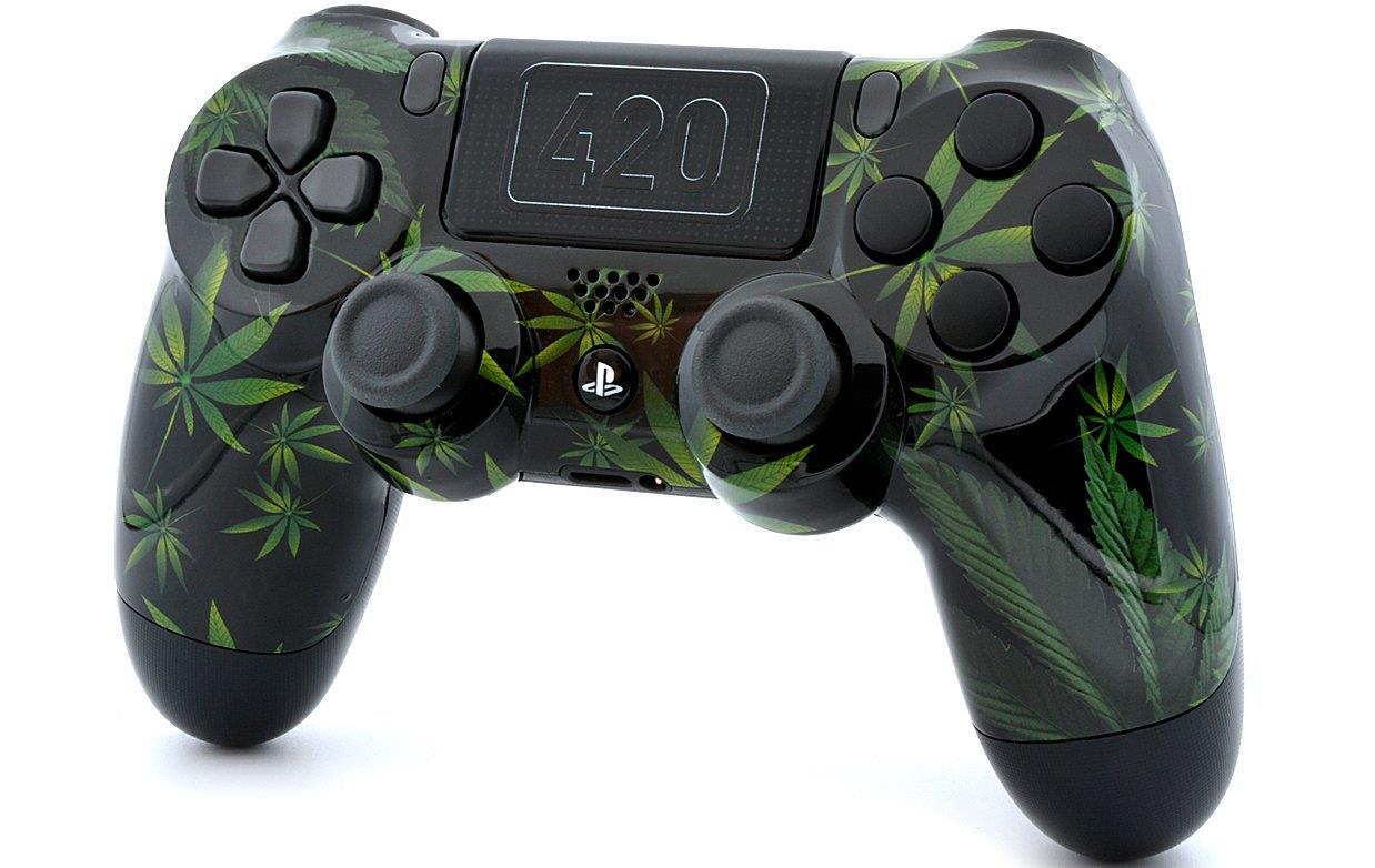 "420 Black" Ps4 PRO Custom UN-MODDED Controller Exclusive Unique Design with Custom Touchpad CUH-ZCT2