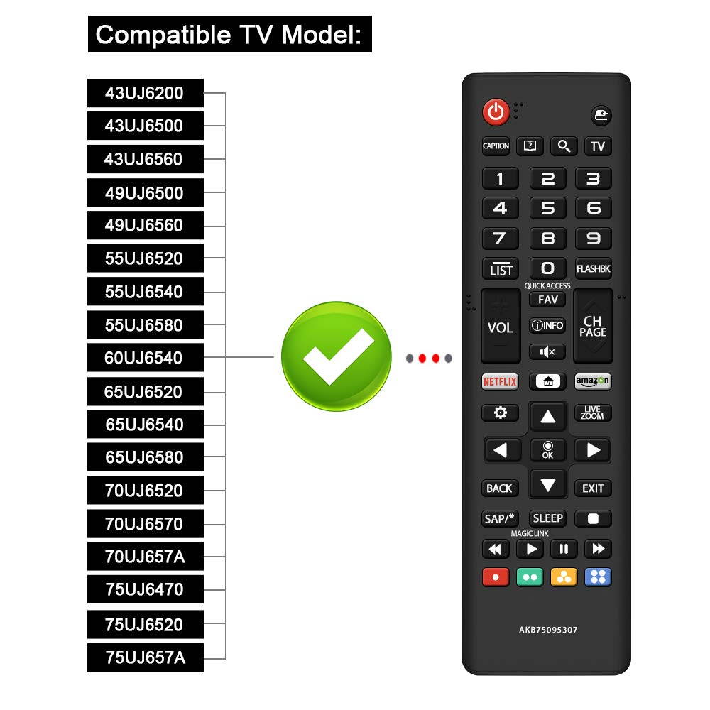 New LG Replacement TV Remote AKB75095307 For LG LCD LED Smart TV