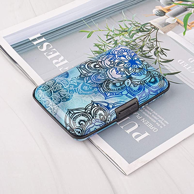 RFID Blocking Business Card Holder Card Organizer Credit Card Protector Aluminum ID Case Slim Metal Wallet for Women or Men (Black)