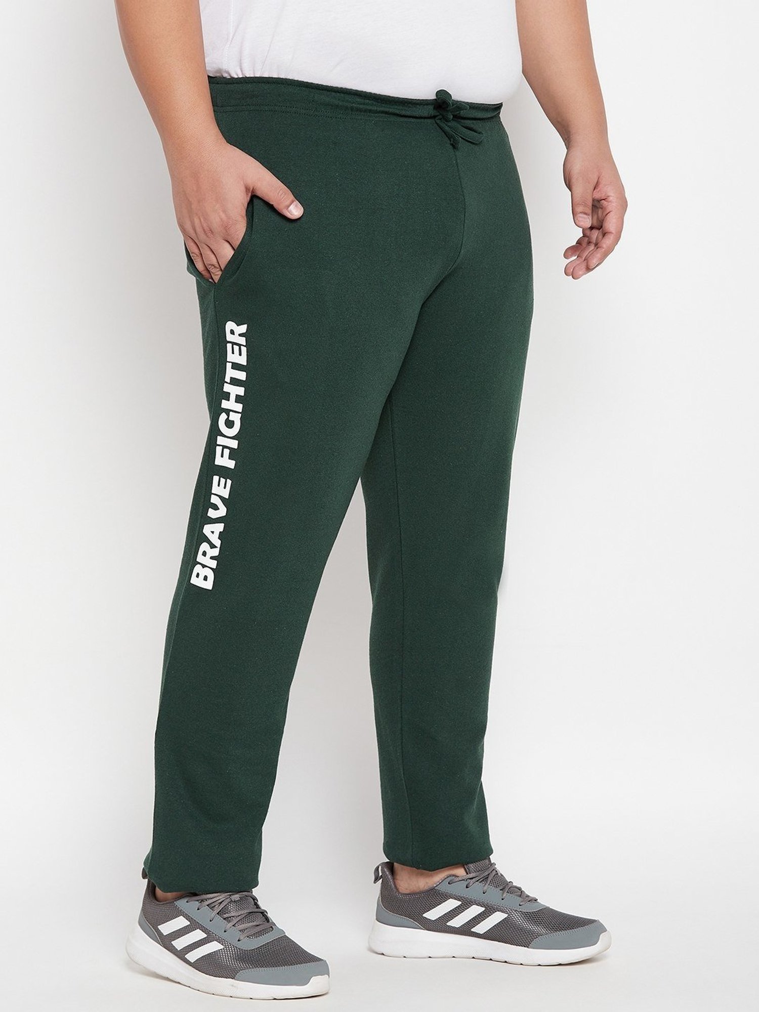 Bigbanana Bottle Green Cotton Regular Fit Printed Trackpants