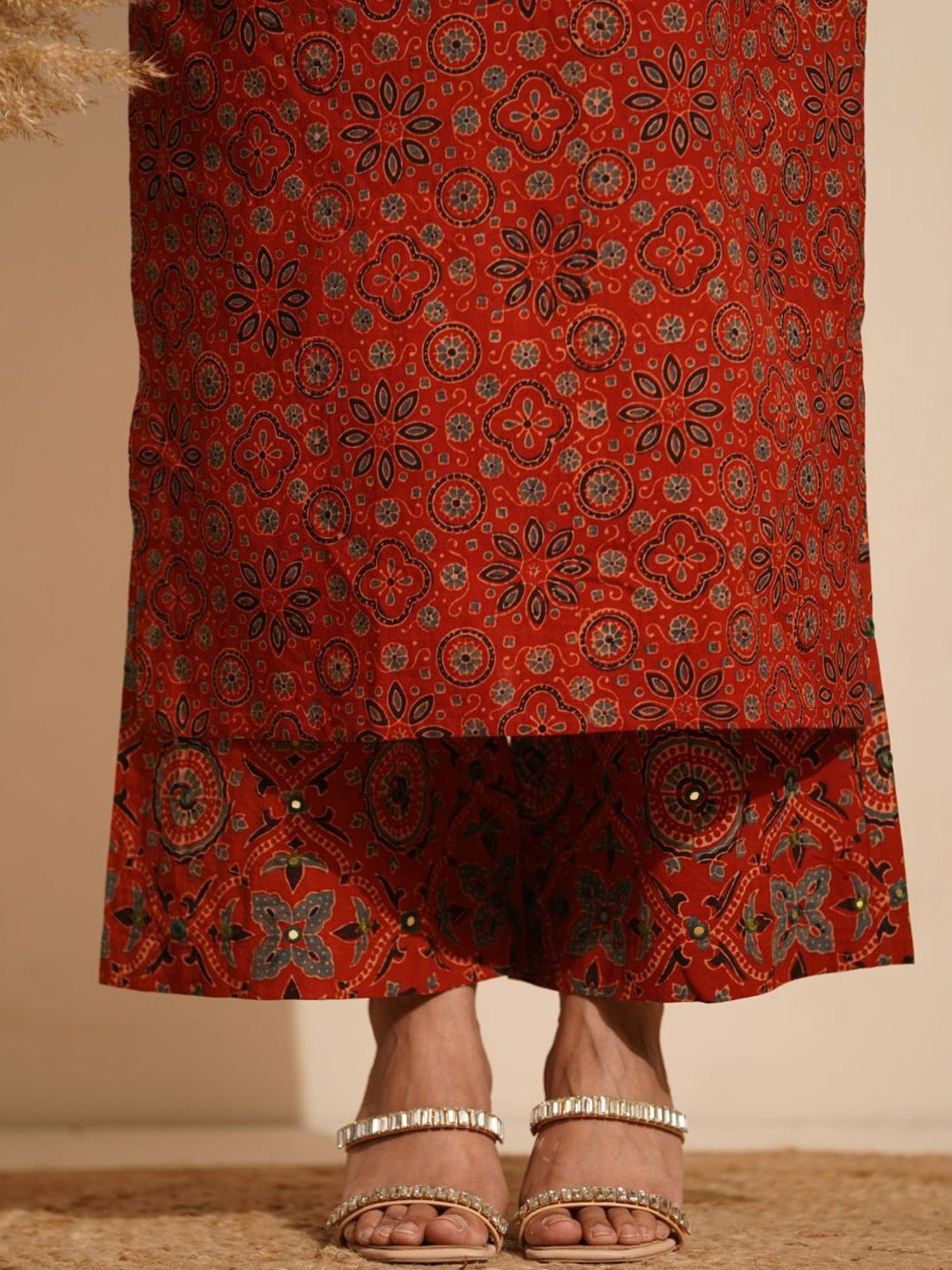 Love Chic Maroon Ajrakh Cotton Palazzos