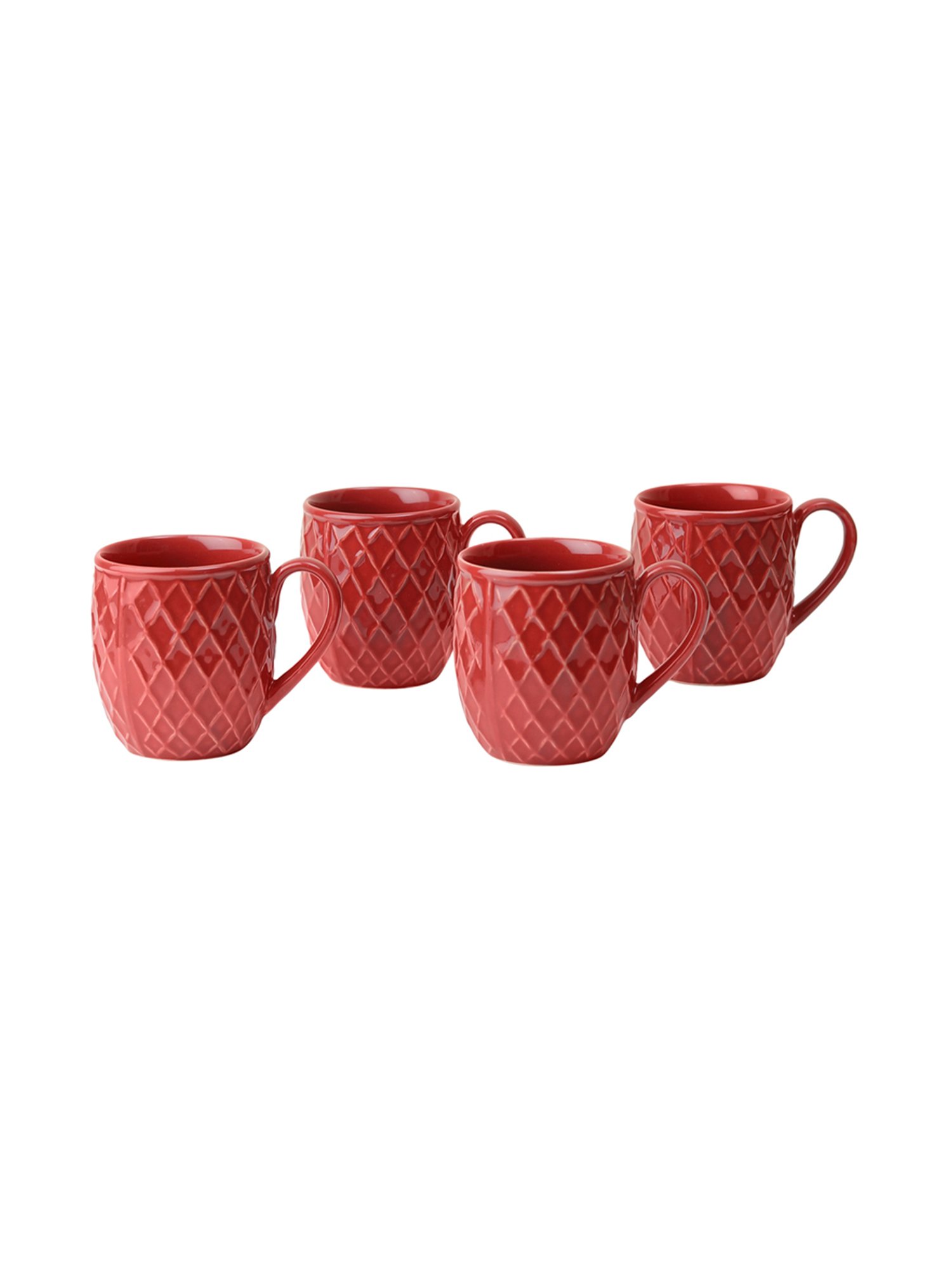 VarEesha Hand Crafted Studio Pottery Maroon Tea Cups (200 ml) - Set of 4