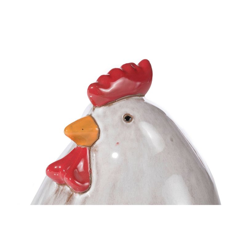 9.5" Handmade Glazed Ceramic Poulet Statue White - Alfresco Home LLC