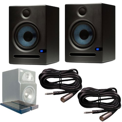 PreSonus Eris E5 (Pair) Active Monitors with Primacoustic IsoPlane Isolation Pads TRS to XLR-M Cables