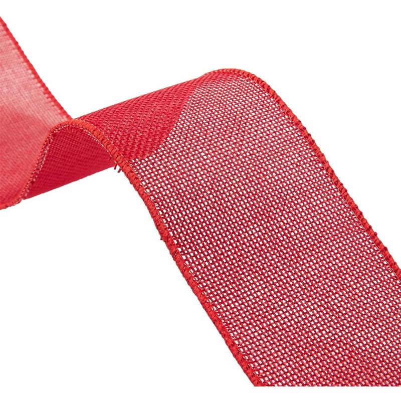 Juvale 2 Pack Red Burlap Ribbons for Arts and Crafts, Christmas Holiday D'ecor, 30 Feet